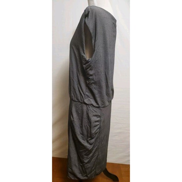 Athleta Westwood Micro Stripe Black & White Ruched Bodycon Dress Large 243062 - Picture 4 of 7